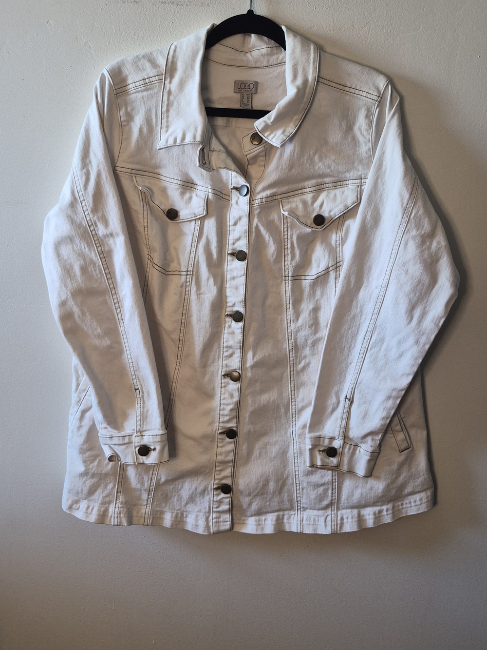 Logo By Lori Goldstein White Denim Jacket